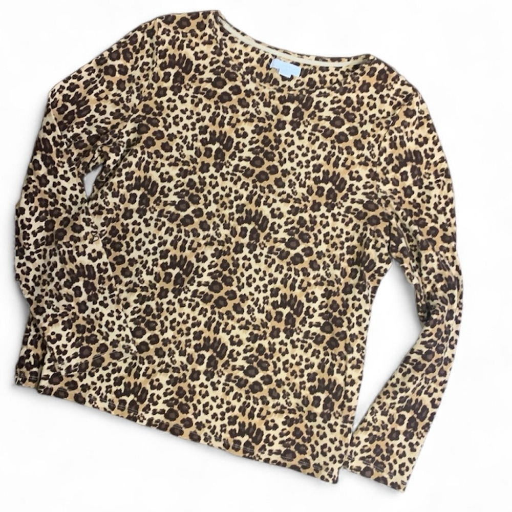Vintage CHARTER CLUB Leopard Print Long Sleeve Top SIZE LARGE